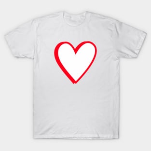 Red Love Hearts Cartoon Style on Pink T-Shirt